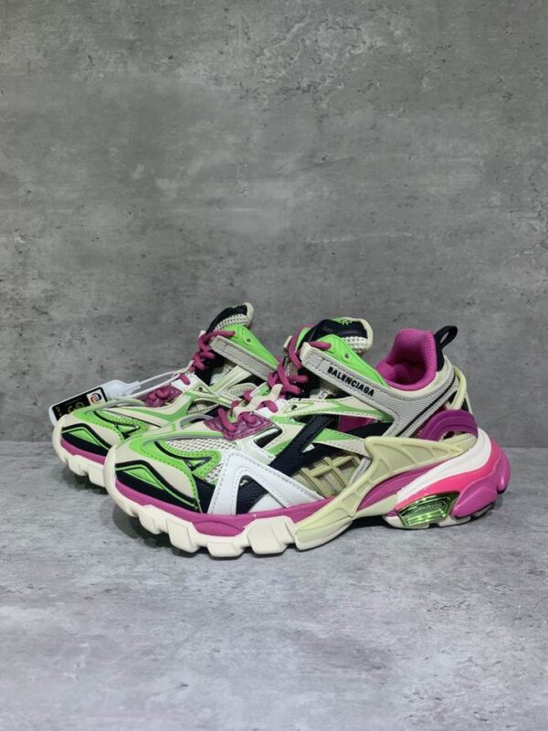 Balenciaga Track.2 Sneakers With Cage System In White Green & Pink