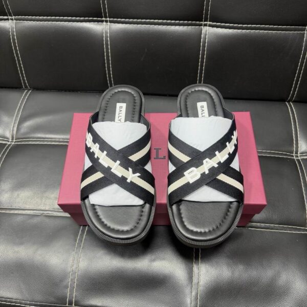 Bally Crossover Logo Sliders With Webbed Strap Design In 2 Colors
