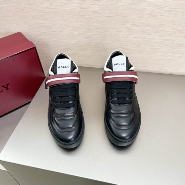 Bally Raise Paneled Lace Up Sneakers With Red & White Striped Strap In 2 Colors
