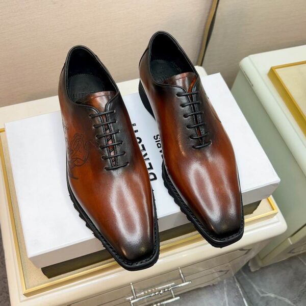 Berluti Brown Engraved Wholecut Leather Derby Shoes