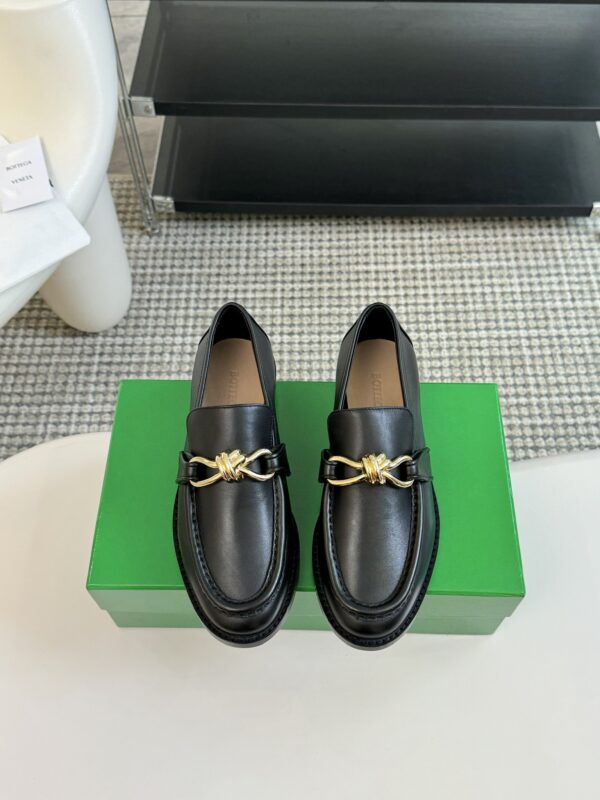 Bottega Veneta Astaire Metallic Knot Leather Loafers In 2 Colors