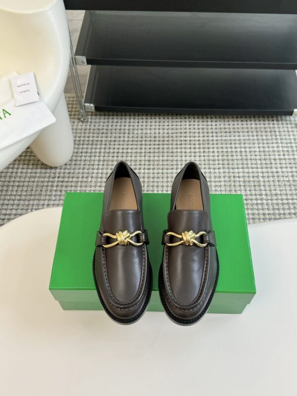 Bottega Veneta Astaire Metallic Knot Leather Loafers