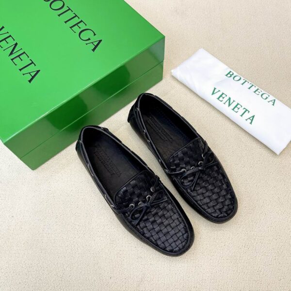 Bottega Veneta Intrecciato Grained Leather Tie Driving Loafers