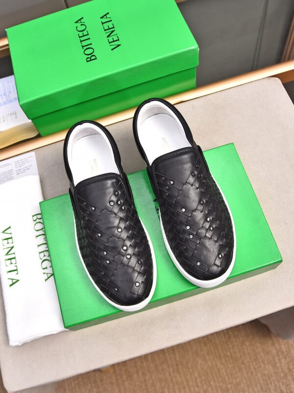 Bottega Veneta Black & White Sawyer Intrecciato Studded Slip On Sneakers