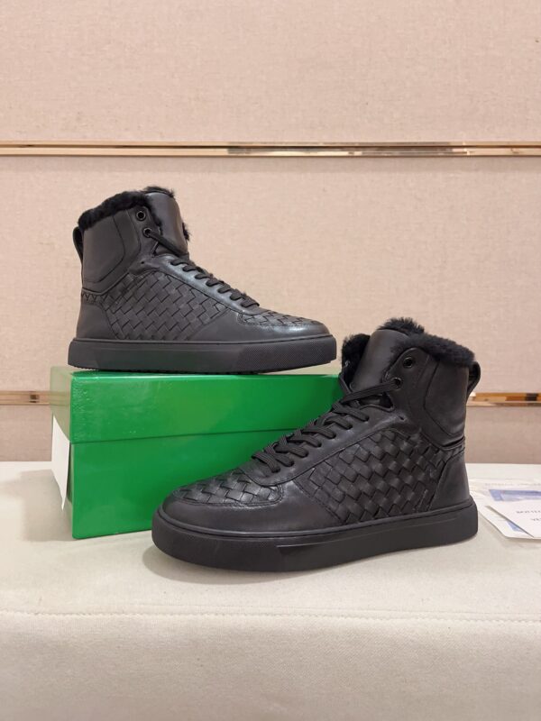 Bottega Veneta Haddock Intrecciato Shearling Lined High Top Sneakers
