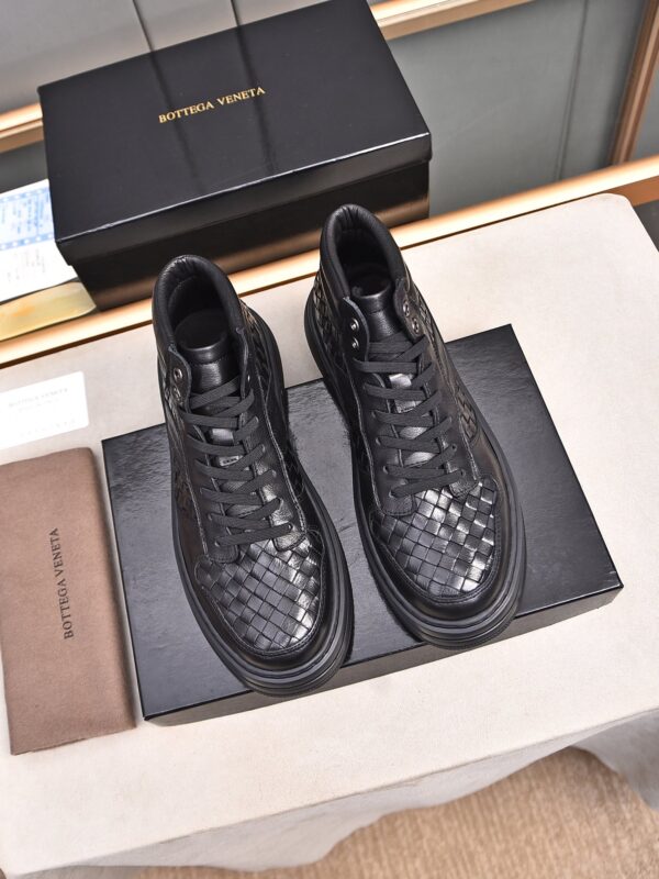 Bottega Veneta Black Intrecciato Textured Panel High Top Sneakers