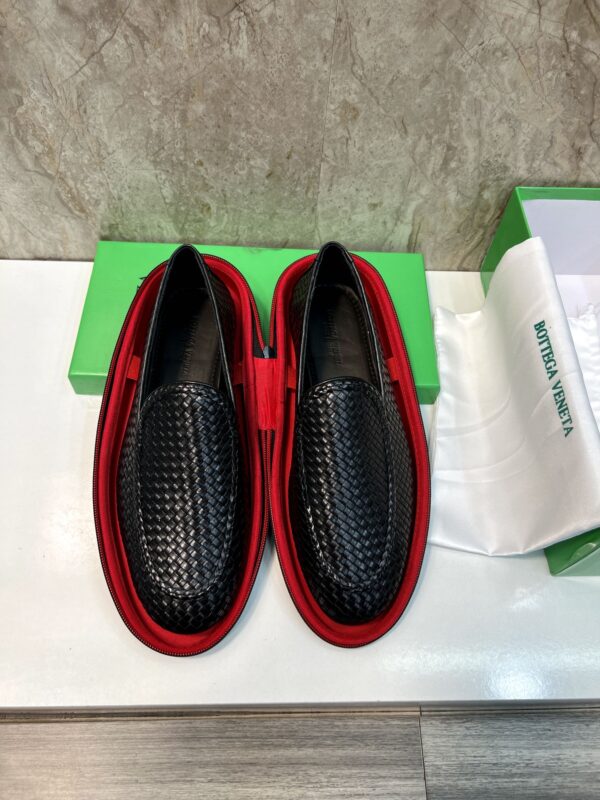 Bottega Veneta Black Intrecciato Woven Leather Venetian Loafers