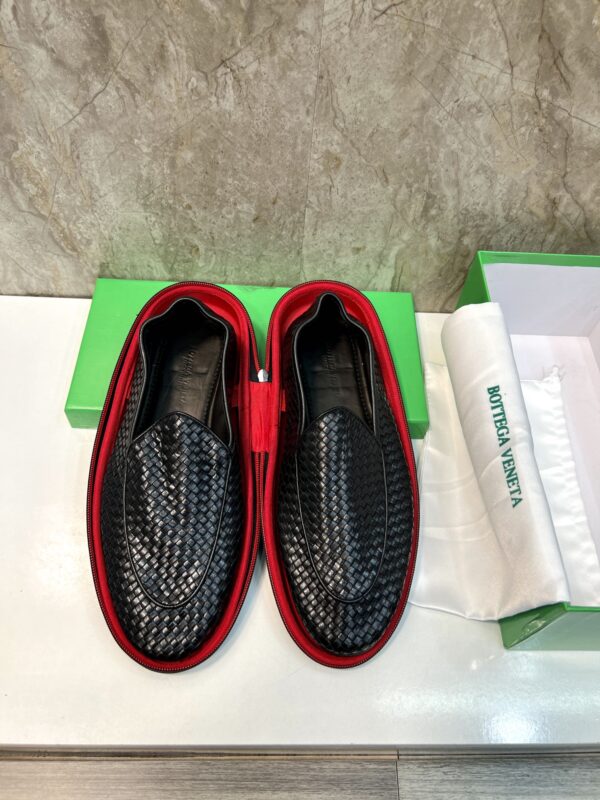 Bottega Veneta Black Intrecciato Woven Leather Slip On Loafers