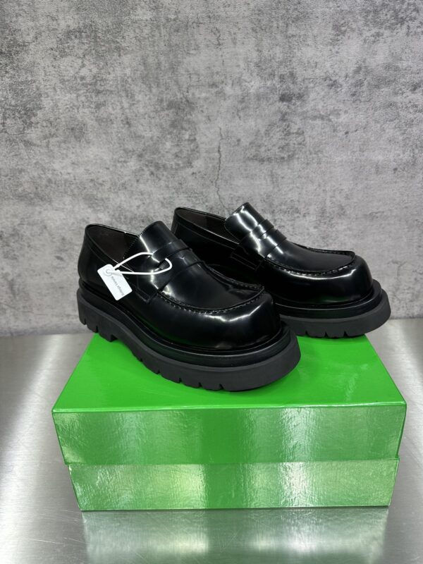 Bottega Veneta Black Lug Sole Leather Penny Loafers