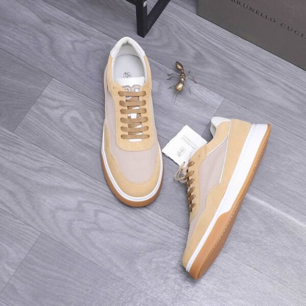 Brunello Cucinelli Suede & Technical Mesh Low Top Sneakers