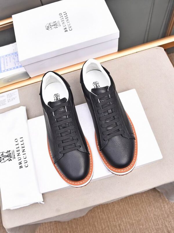 Brunello Cucinelli Grained Leather Low Top Sneakers In Different Colors