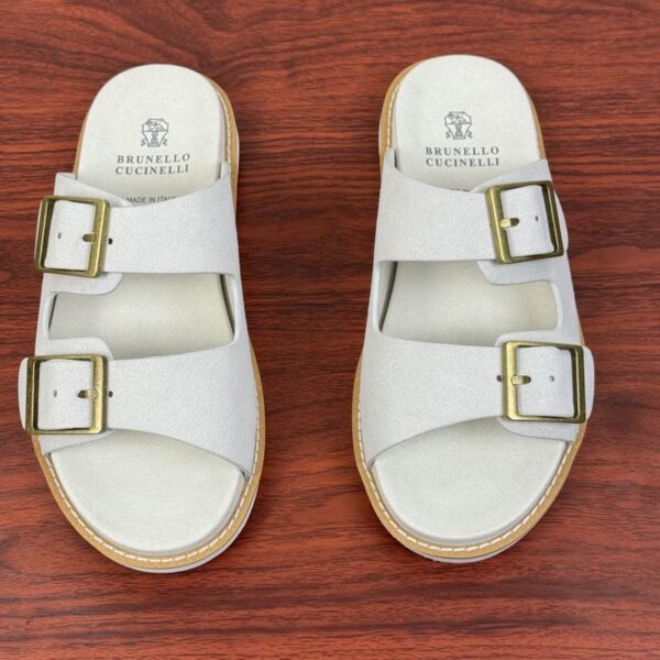 Brunello Cucinelli Double Strap Suede Sandal