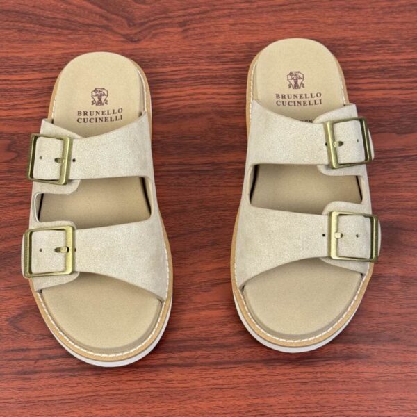 Brunello Cucinelli Dual Strap Suede Sandals
