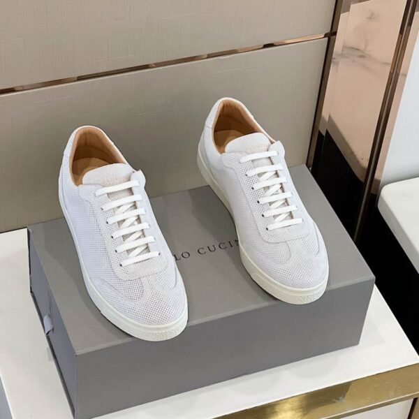 Brunello Cucinelli Perforated Suede Low Top Sneakers In Different Colors
