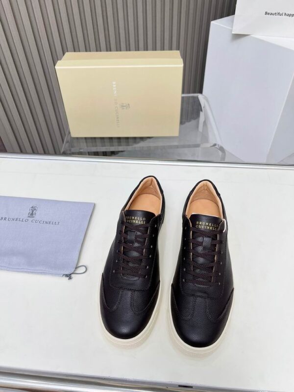 Brunello Cucinelli Grained Leather Low Top Sneaker In Different Colors