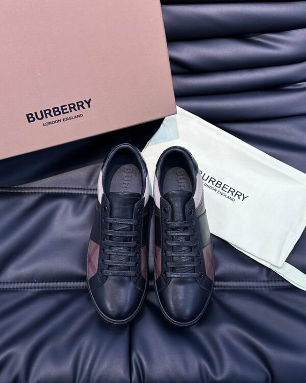 Burberry Terrace Leather & Check Sneakers In 2 Colors