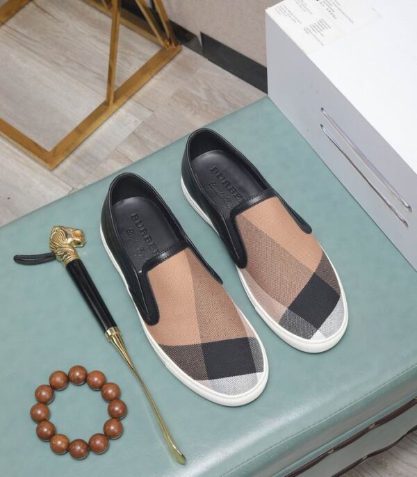 Burberry Oversized Check Canvas & Leather Slip On Sneakers In 2 Colors