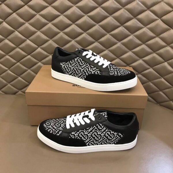 Burberry Monogram Print Leather & Suede Low Top Sneakers In 2 Colors