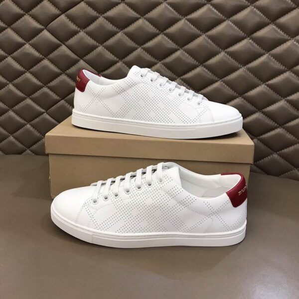Burberry Perforated Check Leather Low Top Sneakers In 2 Colors