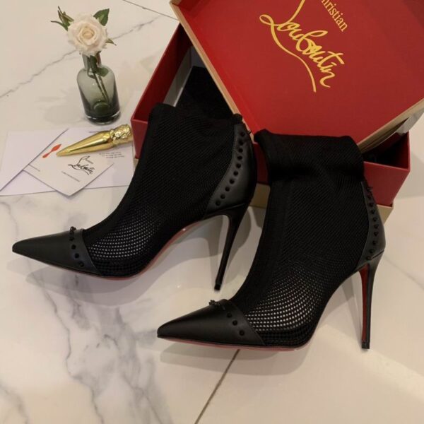 Christian Louboutin Black Dovi Dova Knit & Leather Ankle Boots