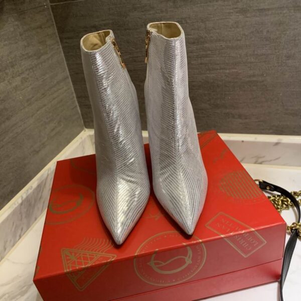 Christian Louboutin Silver So Kate Leather Ankle Boots