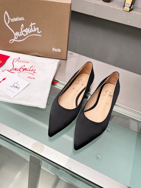 Christian Louboutin Black Ballalla Satin Ballet Flat Sandals