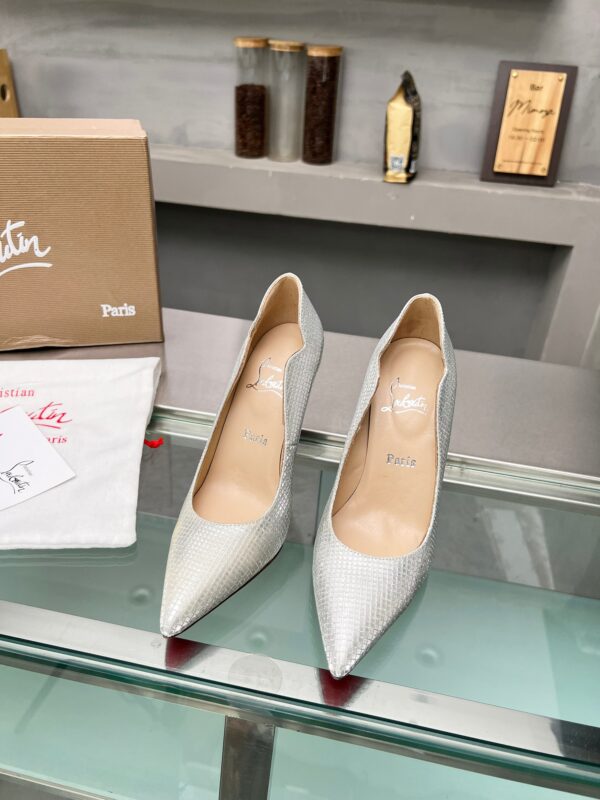 Christian Louboutin Silver Miss Z Metallic Python Effect Pump Heels
