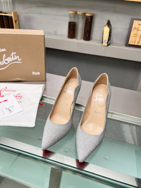 Christian Louboutin Silver Kate Glitter Pump Heels