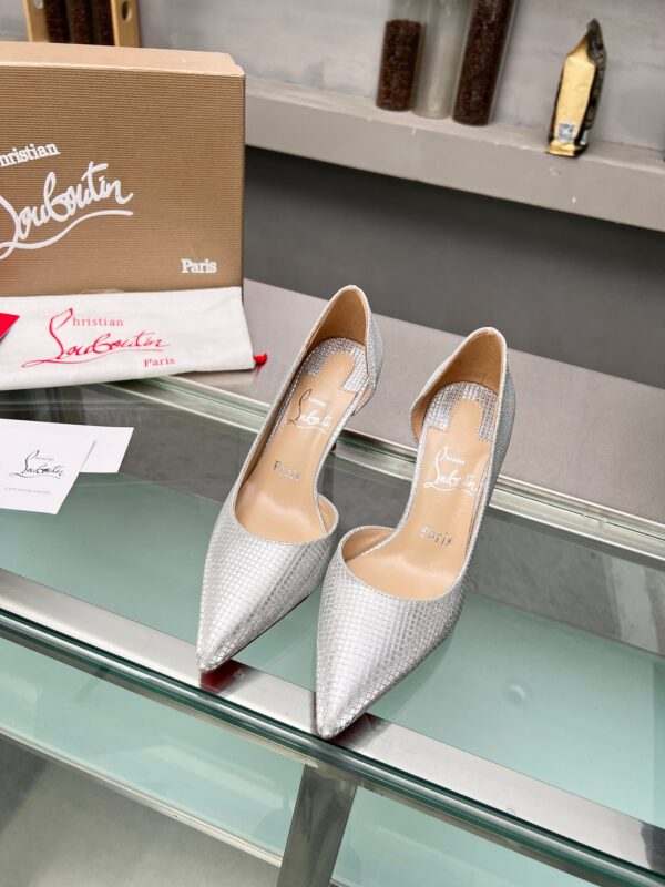 Christian Louboutin Silver Iriza Glitter Lurex Pump Heels