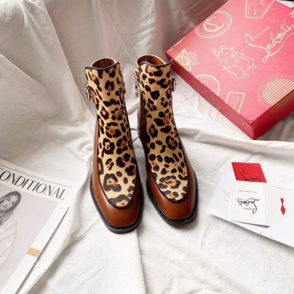 Christian Louboutin Ecritoir Leopard Print Pony Style Ankle Boots