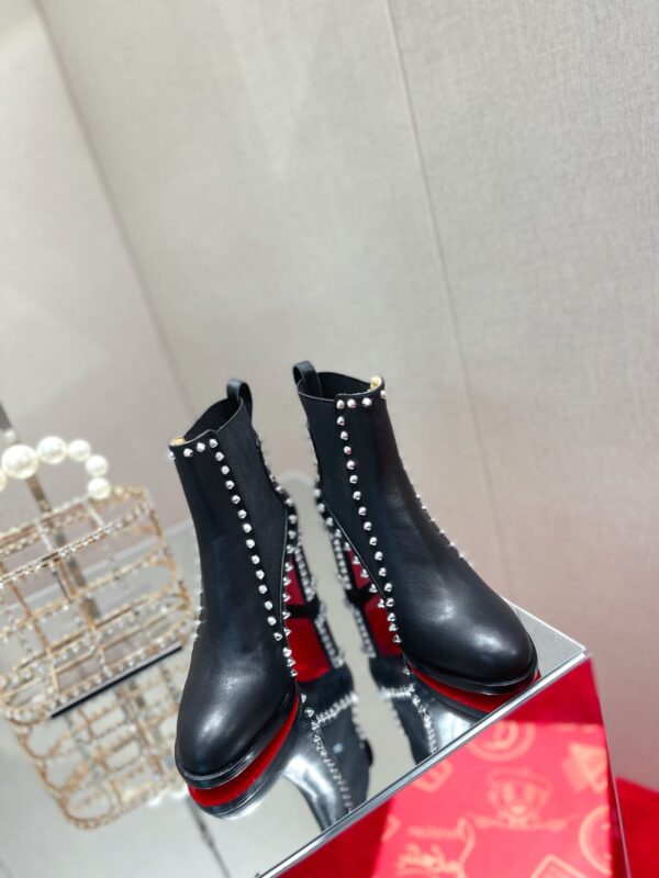 Christian Louboutin Black Outline Flat Studded Leather Chelsea Boots