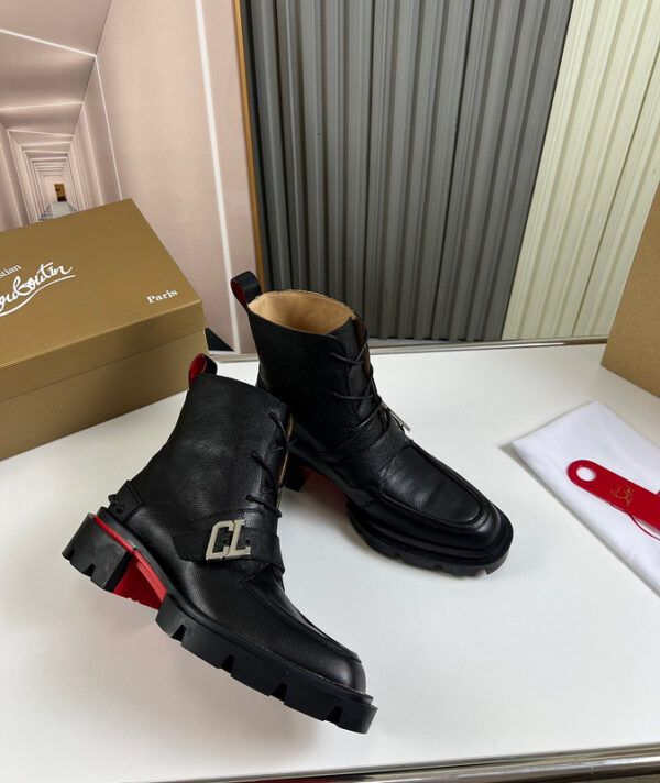 Christian Louboutin Black Our Georges Leather Ankle Boots