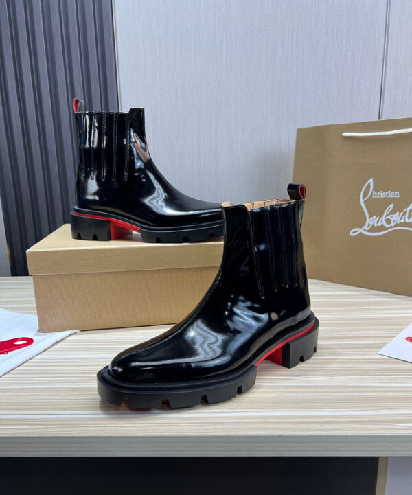 Christian Louboutin Black Cheney Walk Patent Leather Boots