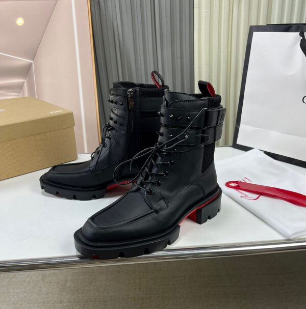 Christian Louboutin Black Our Fight Zip Leather Combat Boots