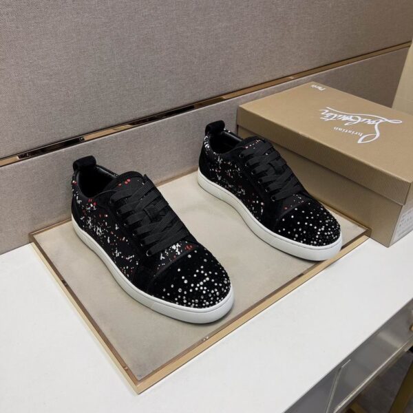 Christian Louboutin Louis Junior Toile Splash Strass Low Top Sneakers