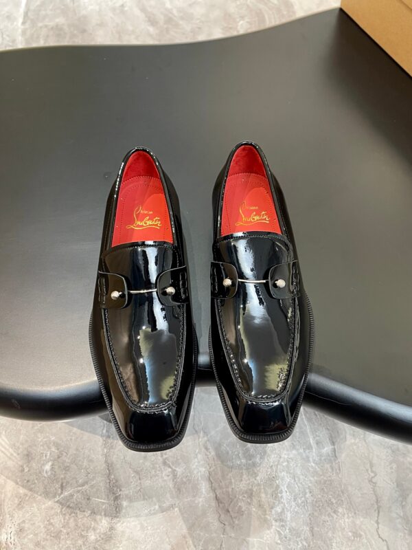Christian Louboutin Black Chambelimoc Night Strass Leather Loafers