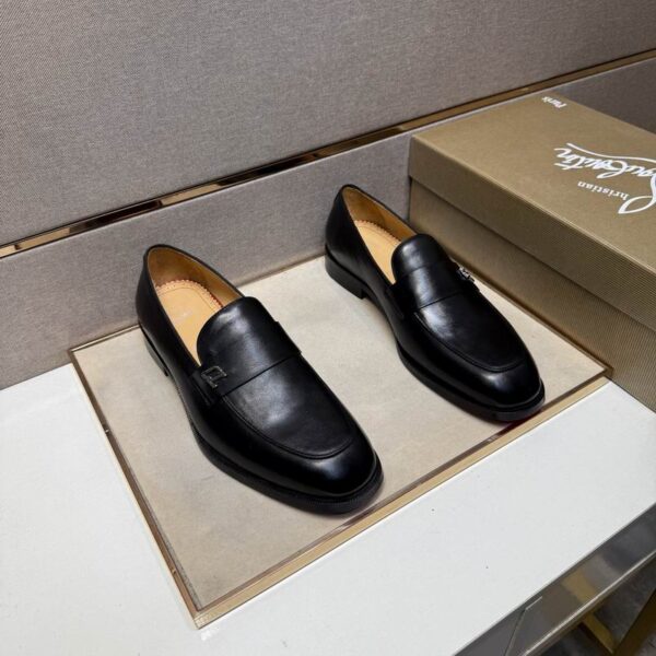 Christian Louboutin Black Dandelion CL Logo Leather Loafers