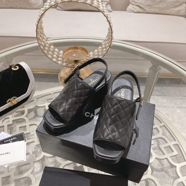 Chanel Quilted Leather Platform Slingback Heels In Different Colors