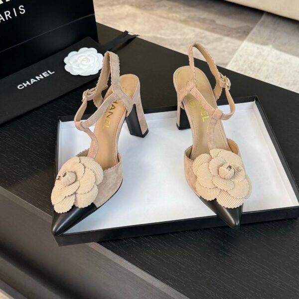 Chanel Interlocking Camellia T Strap Slingback Pump Heels In Different Colors