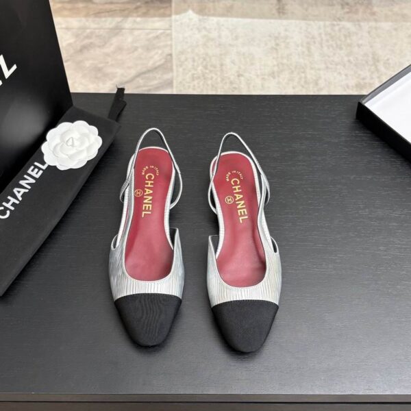 Chanel Grosgrain Cap Toe Slingback Sandals In 2 Colors