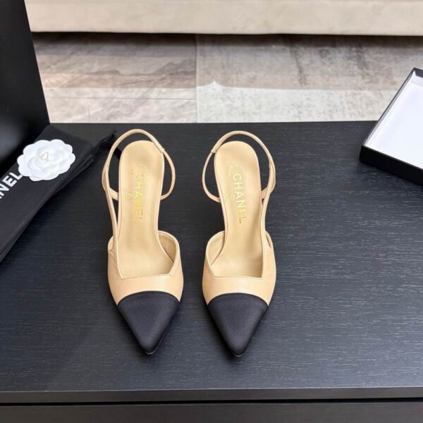 Chanel Classic Grosgrain Cap Toe Leather Slingback Pump Heels In Different Colors
