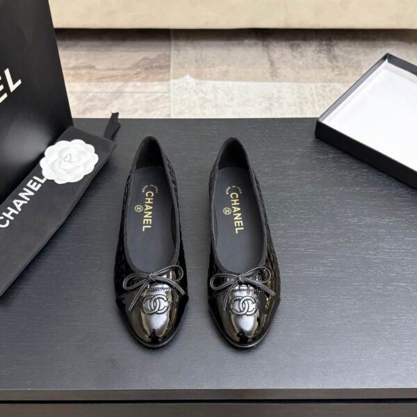 Chanel Croc Embossed Calfskin & Patent Cap Toe CC Ballerina Flats In Different Colors