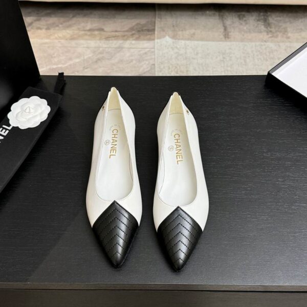 Chanel Chevron Quilted Pointed Toe Leather Pump Flats In Different Colors