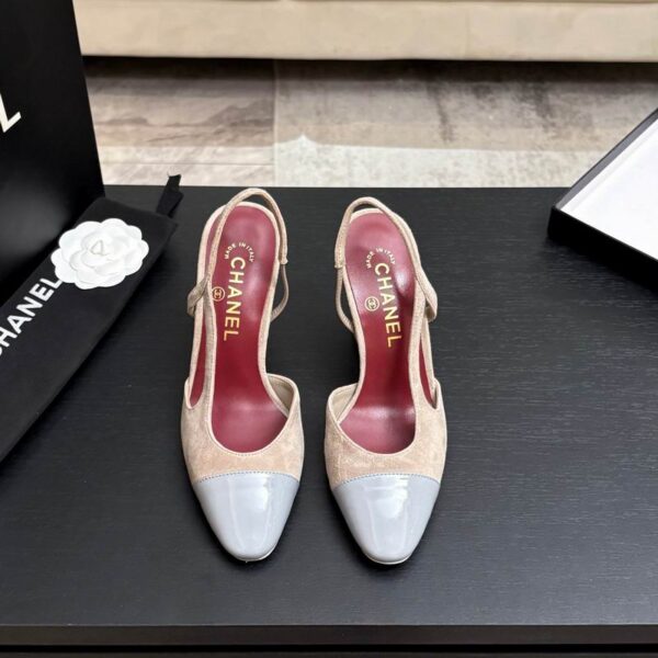 Chanel Suede & Patent Two Tone Slingback Pump Heels In Different Colors