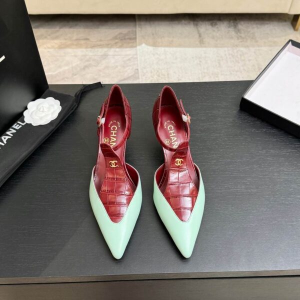 Chanel Crocodile Embossed Patent Mary Jane Pump Heels
