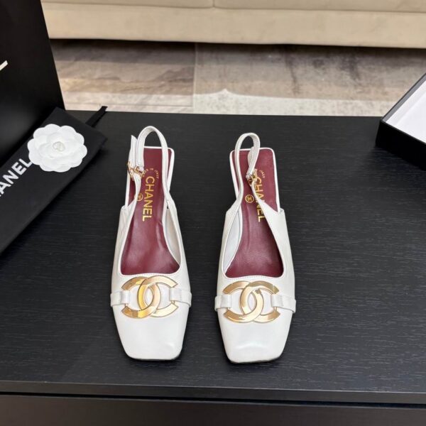 Chanel Interlocking CC Logo Strap Square Toe Slingback Pump Heels In Different Colors