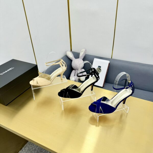 Chanel Suede Asymmetric Ankle Strap Pump Heels In Different Colors