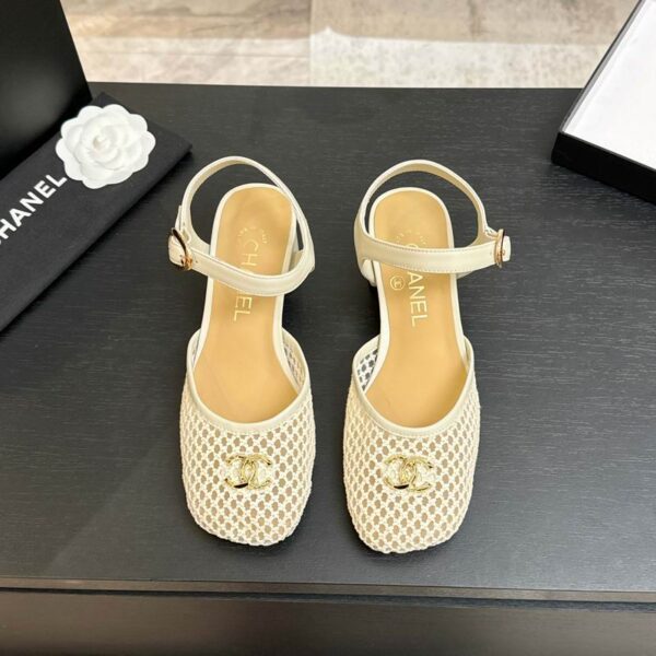 Chanel CC Mesh Block Slingback Pump Heels