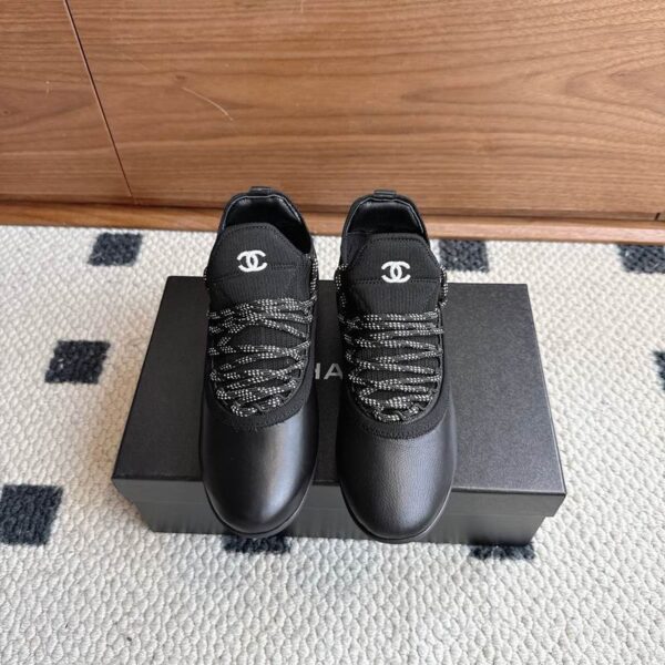 Chanel Black Knit Low Top Sneakers