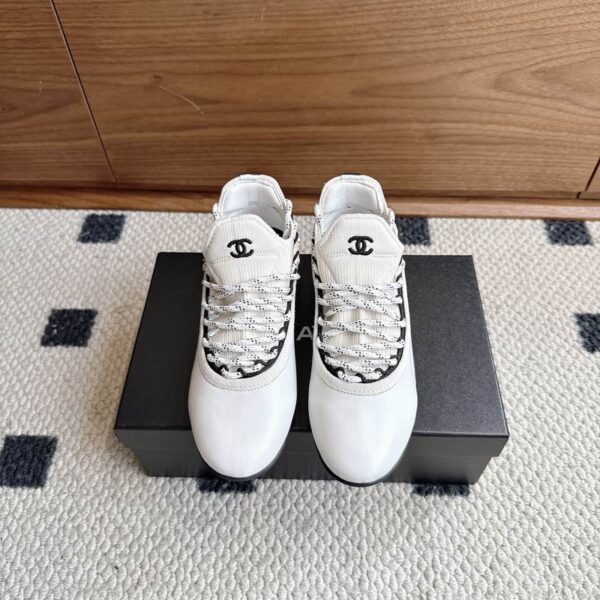 Chanel White  Knit Low Top Sneakers